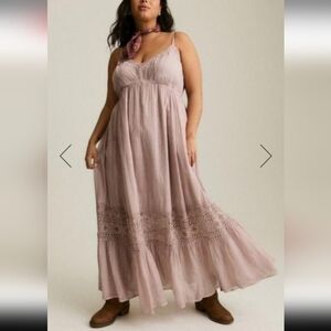 Plus Size Dusty Rose Maxi Dress - Sleeveless Spaghetti Strap